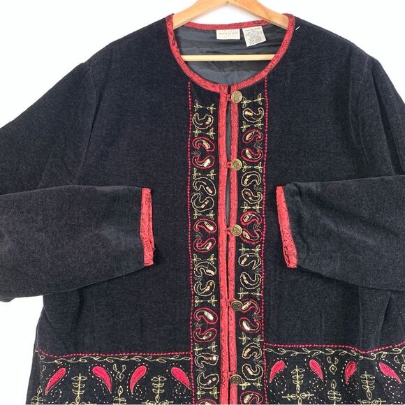 White Stag Vintage Black Embroidered Zip Front Jacket Size XL - Picture 3 of 15